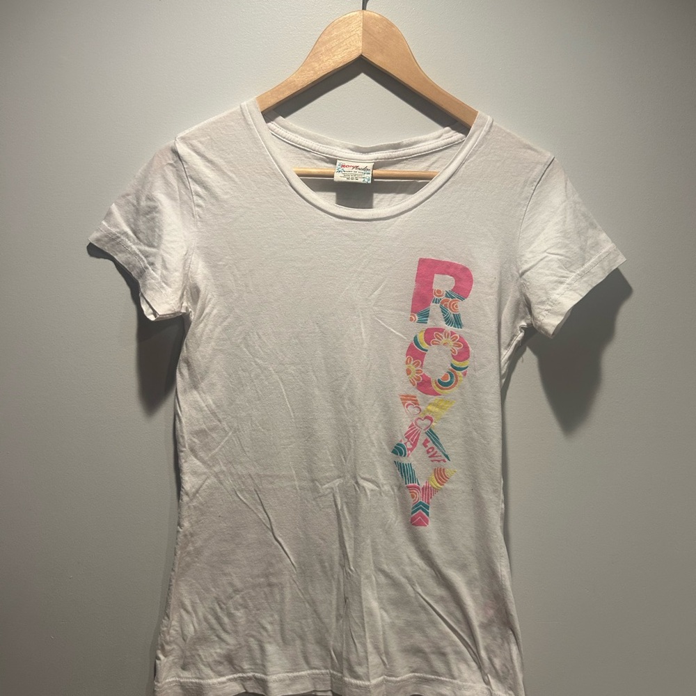 Vintage Roxy White Tee with Colorful Logo
